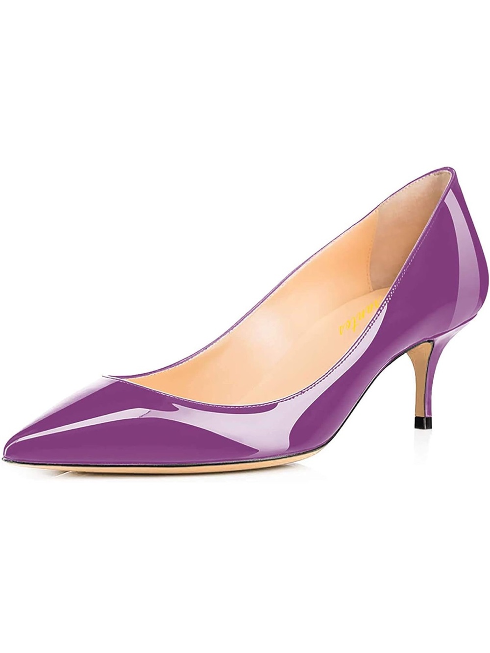 Women Fashion Pointed Toe Slip On Comfort Basic Kitten Heel Pumps Shoes -